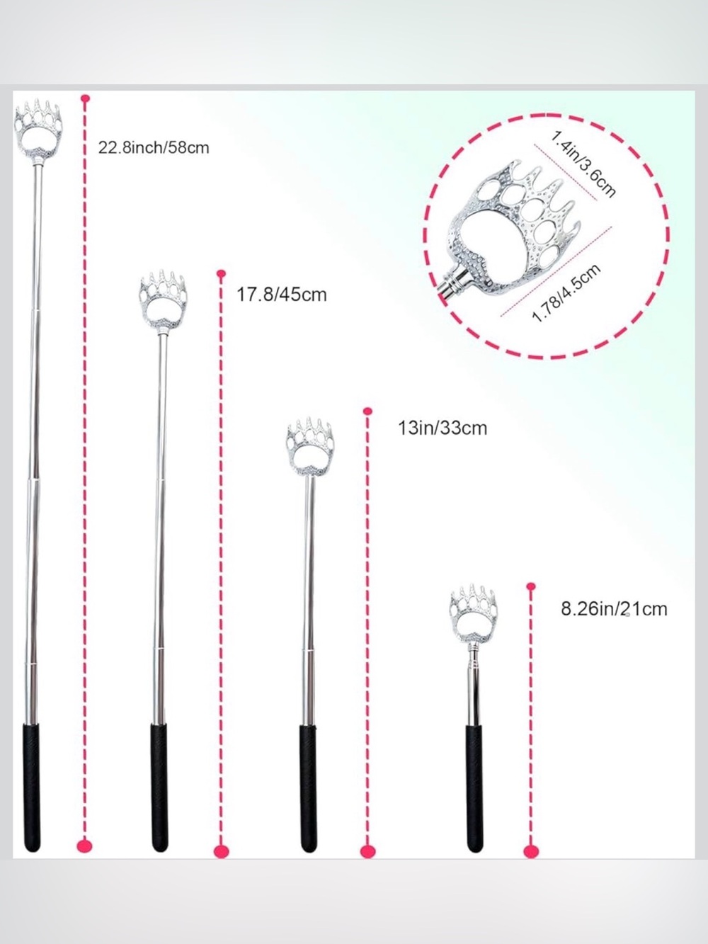 Extendable Bear Claw Back Scratcher Set | Stainless Steel | 2 for $5 - Picture 2 of 4